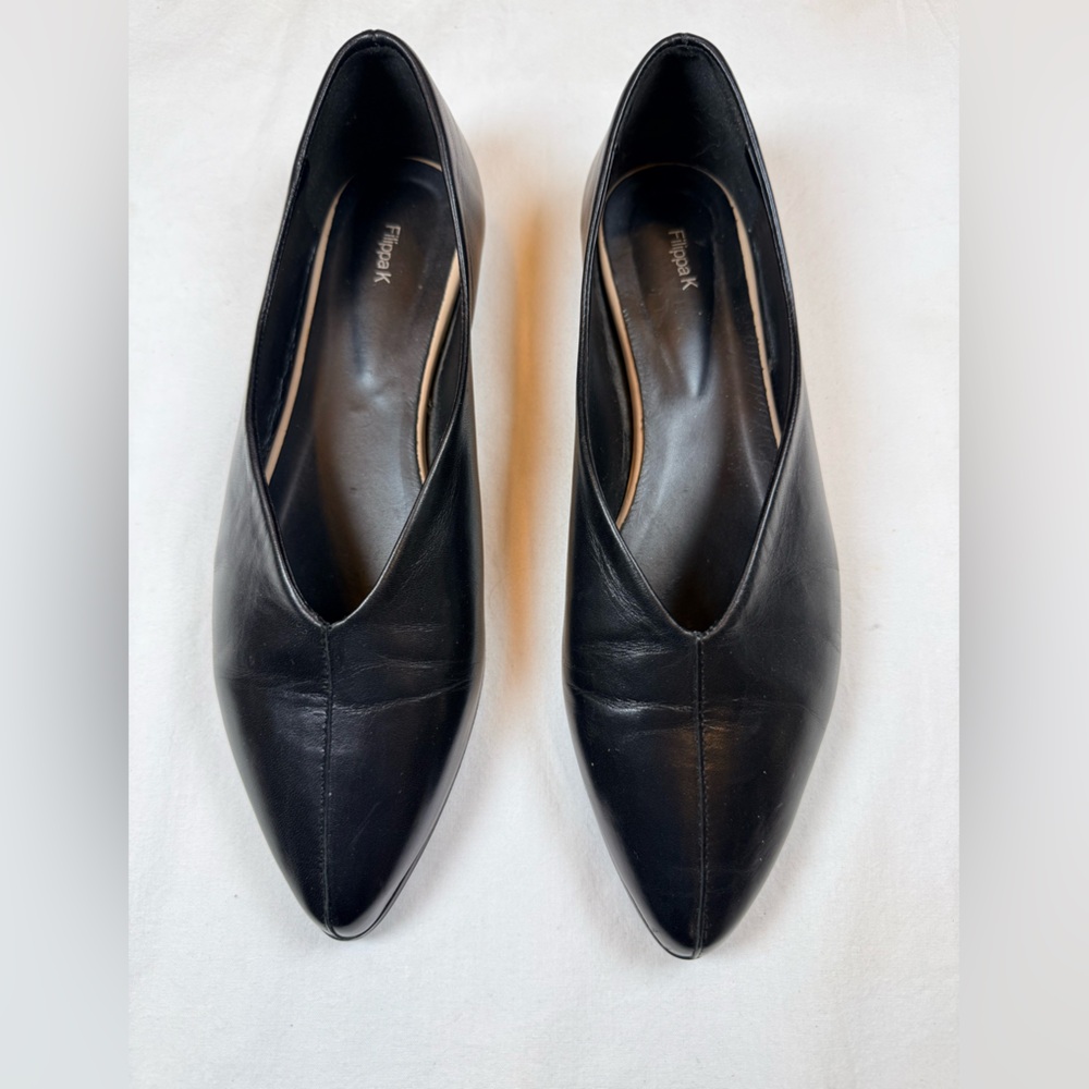 Filippa-K Designer Black Leather Pointed Toe Women's Flats. Size 7.5 $350 New